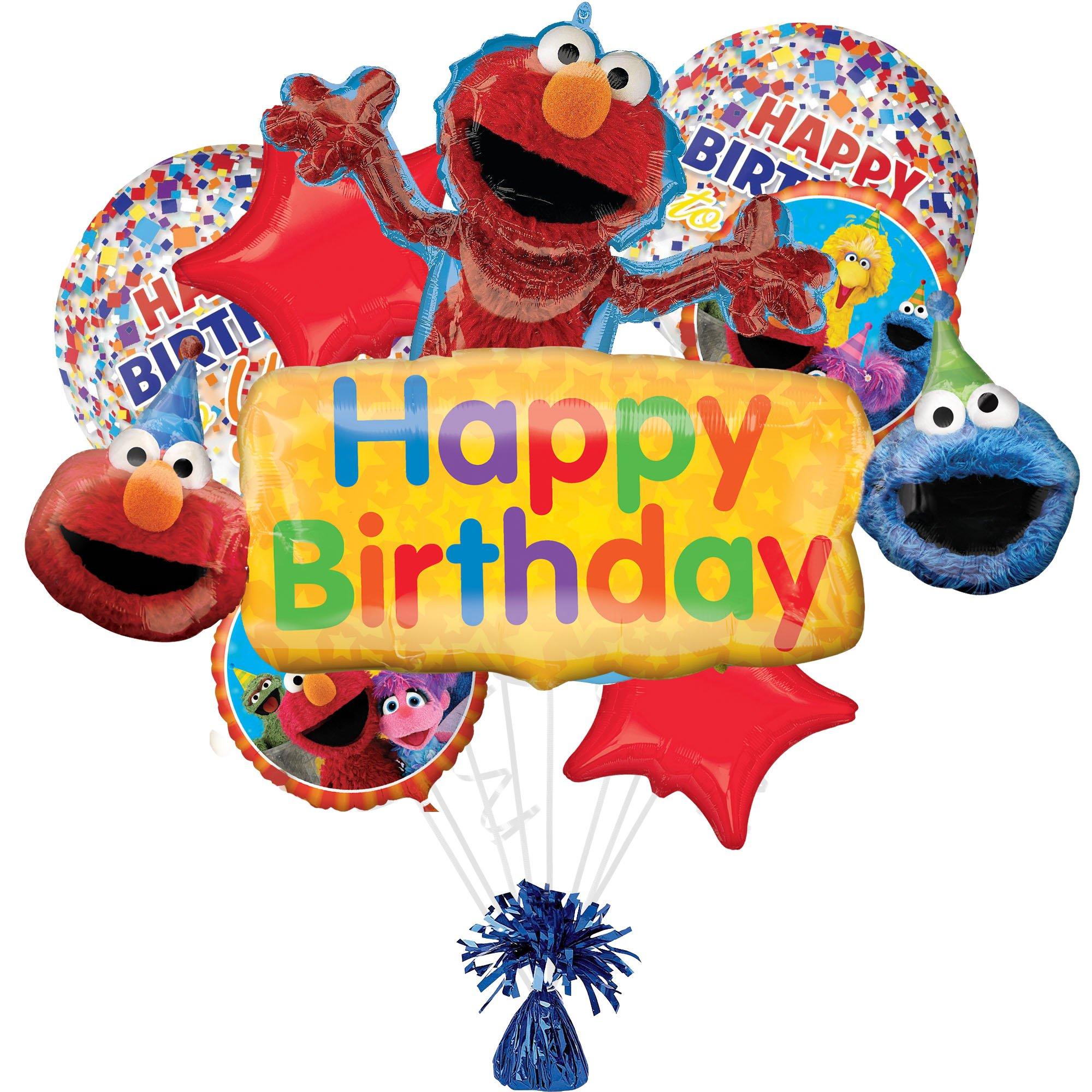 Sesame Street Birthday Foil Balloon Bouquet with Balloon Weight